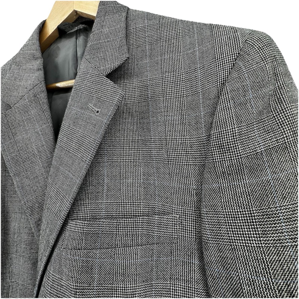 Jos A Bank Signature Collection Blazer 42R Gray Silk Camelhair Glen Check Jacket